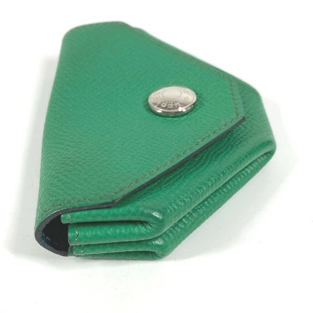 HERMES Levainquatre Verso Coin Case Wallet coin purse Leather Green/Navy - Picture 3 of 9